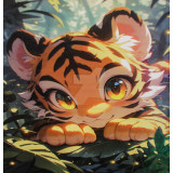 Мозаика со стразами 20х30 на рамке AК2030041 тигренок