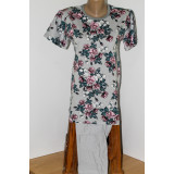 Пижама жен Сейлан (футболка+бриджи) (48-56р) (прод по 5)  цветы серый