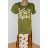 Пижама жен Сейлан (футболка+бриджи) (48-56р) (прод по 5)  кактус зеленый