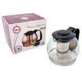 Чайник стеклянный TimA 1200мл с ситом,пласт ручка+крышка А016-ВR 2032 УЦЕНКА!!!