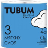 Туалетная бумага TUBUM 3слоя 4 рулона (белая)*16   7838