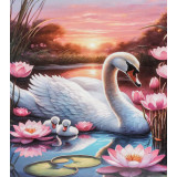 Мозаика со стразами 40х50 на рамке АК-4050020 лебеди