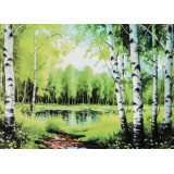 Мозаика со стразами 40х50 на рамке АК-4050059 озеро в лесу