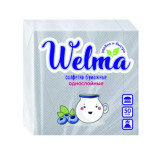 WELMA Салфетки бумажные однослойные белые 50шт(38) 0656