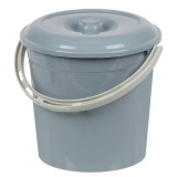Ведро 10л с крышкой серо-синий*25 7986