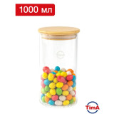 Банка TiamA 1000мл (арт. FE1000B) бор.ст, бамбук крышка  4197