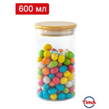 Банка TiamA 600мл (арт. FE600B) бор.ст, бамбук крышка  4159