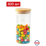 Банка TiamA 800мл (арт. FE800B) бор.ст, бамбук крышка  4173