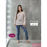 Пижама жен. Ceylan (кофта+штаны) 48-60р (прод по 7) ноты розов