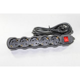 Сетевой фильтр СУ 10-005 16 А 5 гн с кнопкой ПВС 3*1 (3м)*20 2706 чёрный