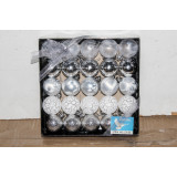 Набор шаров новогод. d 3,5см (25шт) ZY-53 серебро