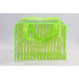 Косметичка жен силикон прозрачн Полоса (25х20) зеленый