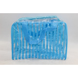 Косметичка жен силикон прозрачн Полоса (25х20) синий