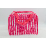 Косметичка жен силикон прозрачн Полоса (25х20) малина