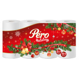 Туалетная бумага PERO HOLIDAYS 3 слоя 8 рул 16,3 м белый *12 8110