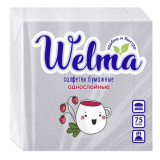Салфетки бумажные WELMA  однослойные белые 75шт*24 0663