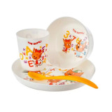 Набор детской посуды Три кота (тарелка, миска, стакан и ложка) *8  0278