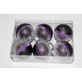 Набор шаров новогод. d 8см (6шт) 2020-38 т. сиренев