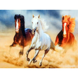 Мозаика со стразами 50х65 на рамке AGK 81394 кони на ходу