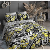 КПБ LUXOR Поплин Тинейджер диз. Гонки желтый 7640 (1,5-сп) 9733