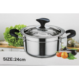 Кастрюля 24см/5,4л нерж./сталь термо капсульное дно,стекл.кр. 315-732-24 0062