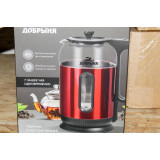 Чайник Добрыня эл. DO-1270R 1,6л 1500Вт стекло/нжс красный