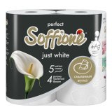 Туалетная бумага SOFFIONE 5слоев 4 рул Perfect Just White (белая) с теснением 9764