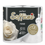 Туалетная бумага SOFFIONE 5слоев 4 рул Perfect Rose с теснением аромат розы  9832