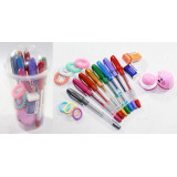 Набор подарочный д/девочки в стакане Круглый (ручки цв,резинки,помад гигиенич,ластик) Без этикетки