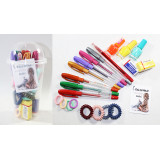 Набор подар д/девочки 8 МАРТА в стакане Круглый (ручки цв,резинки,помад гигиенич,ластик)