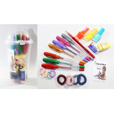 Набор подар д/девочки 8 МАРТА в стакане Ушки (ручки цв,резинки,помад гигиенич,ластик)