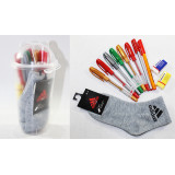 Набор подарочный д/мальчика в стакане Ушки (ручки цв,2 ластика,носок 5-8лет) Без этикетки