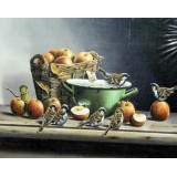 Картина рисование по номерам 50х65 LMZ 5065 яблоки в корзине