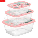 Комплект контейнеров д/продуктов прямоуг. 0,5л+0,85л+1,5л с декором 