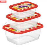 Комплект контейнеров д/продуктов прямоуг. 0,5л+0,85л+1,5л с декором 