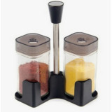 Набор д/специй 2спецовника на подст/ мет/стек, подст 16*14см банка 9,5*4см 170мл AW1005 2516