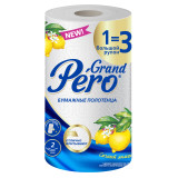 Полотенца бумажные GRAND PERO 1=3 Лимон 2 слоя 27 м 1 рулон белый *15  1893