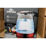 Чайник Добрыня эл. DO-1276R 1,8л 1800Вт стекло черно-красный