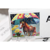 Алмазная живопись без рамы 25х25 АК-2020029 лошадь под зонтом