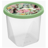 Контейнер д/продуктов с декором круглый, 1л  с декором (зеленый)*18 8728