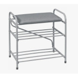 Банкетка-этажерка для обуви 2 яруса с мягким сиденьем Б1 (серая) 4554