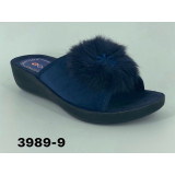 Тапочки жен комн №58 3989-9 откр нос открыт пятка 36/37-40/41 синий (прод по 6)