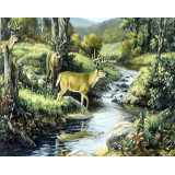 Мозаика со стразами 30x30 GLC 51498 олени у реки