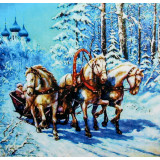 Мозаика со стразами 30x30 JV20422 тройка лошадей
