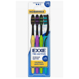 Зубная щётка EXXE (средняя) tri-active МУЛЬТИПАК, 4 шт*72 3250