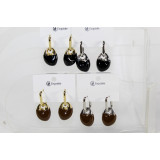 Серьги №905 серебро+коричнев