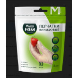 Перчатки виниловые Master FRESH размер М (10шт)дойпак*100 7562