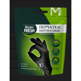 Перчатки нитриловые Master FRESH черные размер М (10шт)дойпак*100 7593