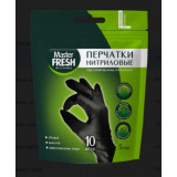 Перчатки нитриловые Master FRESH черные размер L (10шт)дойпак*100 7586