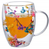 Кружка с двойным дном с цветами 350ML 5046-1-14. 1147